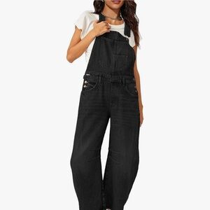 Women's Black Denim Overalls